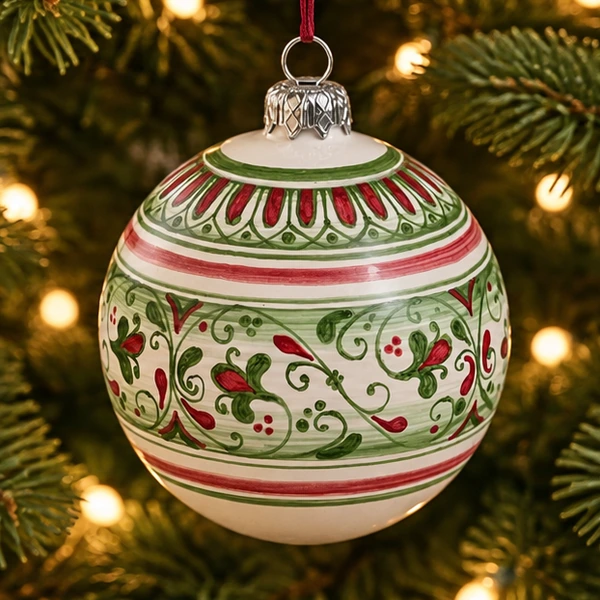 grottega-pallina-natale-2026-maiolica-laterza-ceramica-puglia-bordeaux-verde